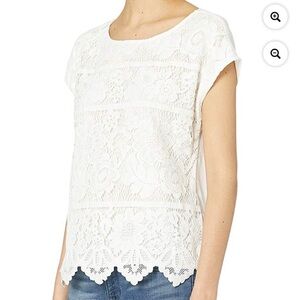 Vince Camuto Women’s White‎ Lace Top 2X Cottagecore Coquette Feminine Balletcore
